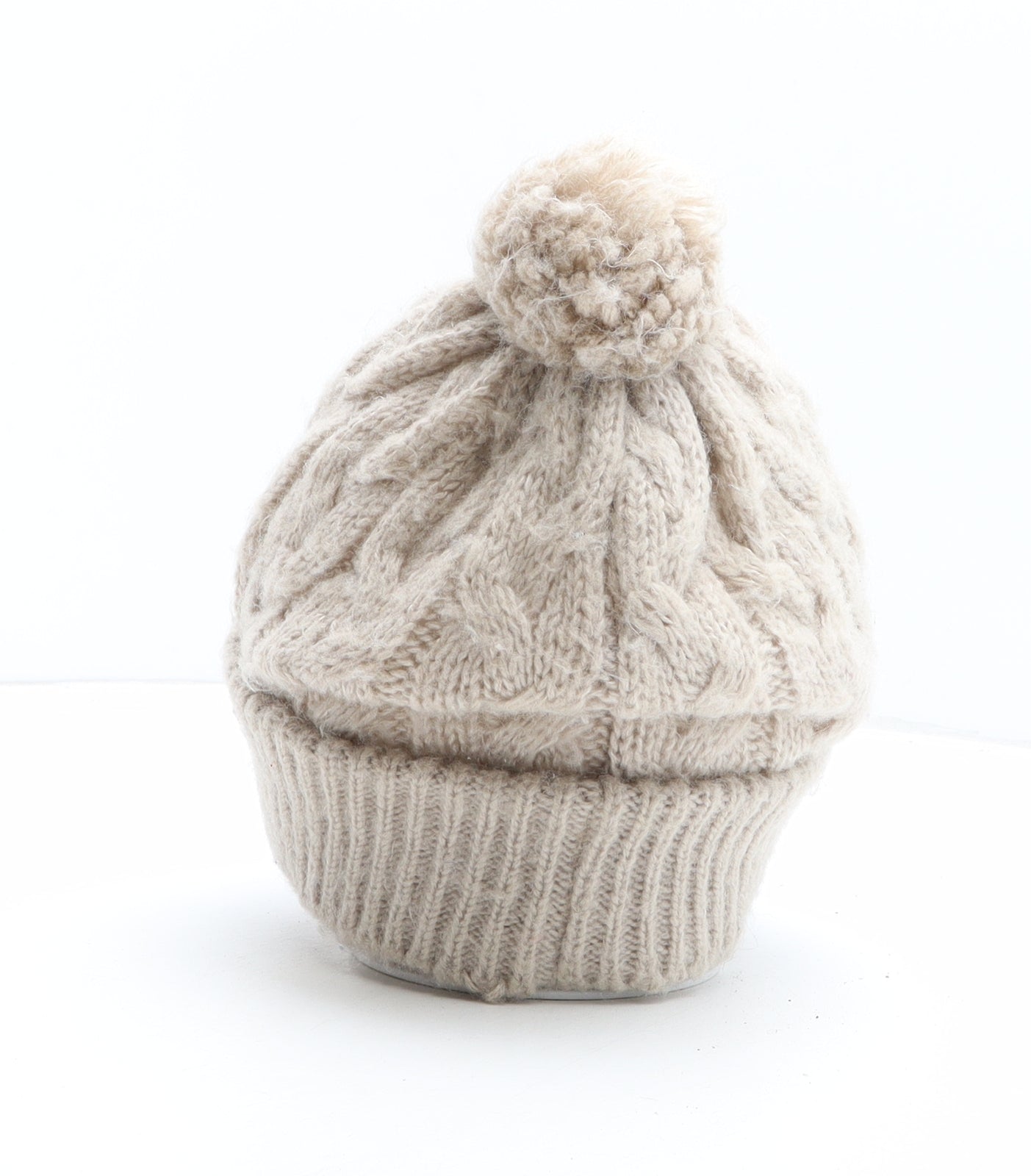 New Look Womens Beige Acrylic Bobble Hat One Size