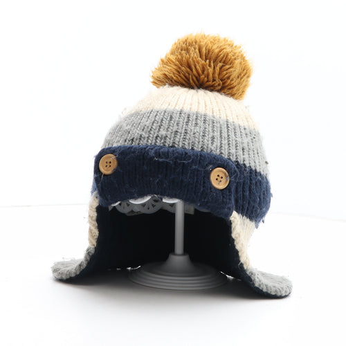 Marks and Spencer Boys Multicoloured Colourblock Acrylic Bobble Hat One Size - UK Size 6-10 Years