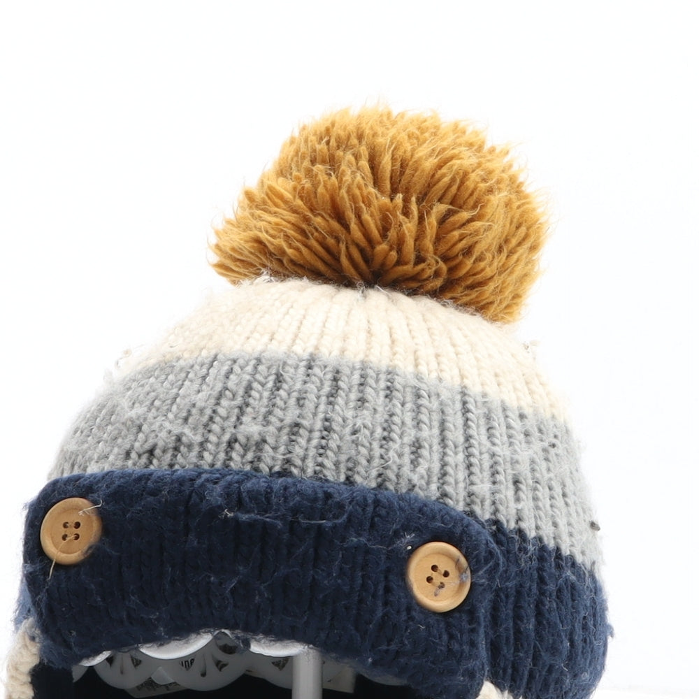 Marks and Spencer Boys Multicoloured Colourblock Acrylic Bobble Hat One Size - UK Size 6-10 Years