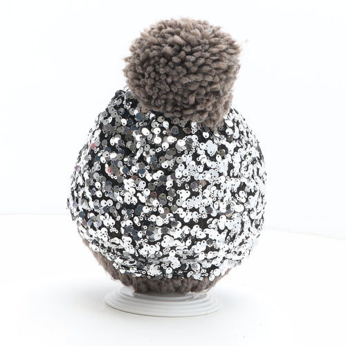 NEXT Womens Silver Acrylic Bobble Hat One Size