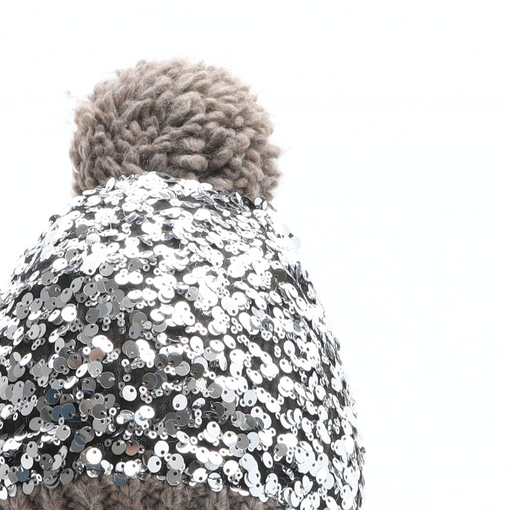 NEXT Womens Silver Acrylic Bobble Hat One Size