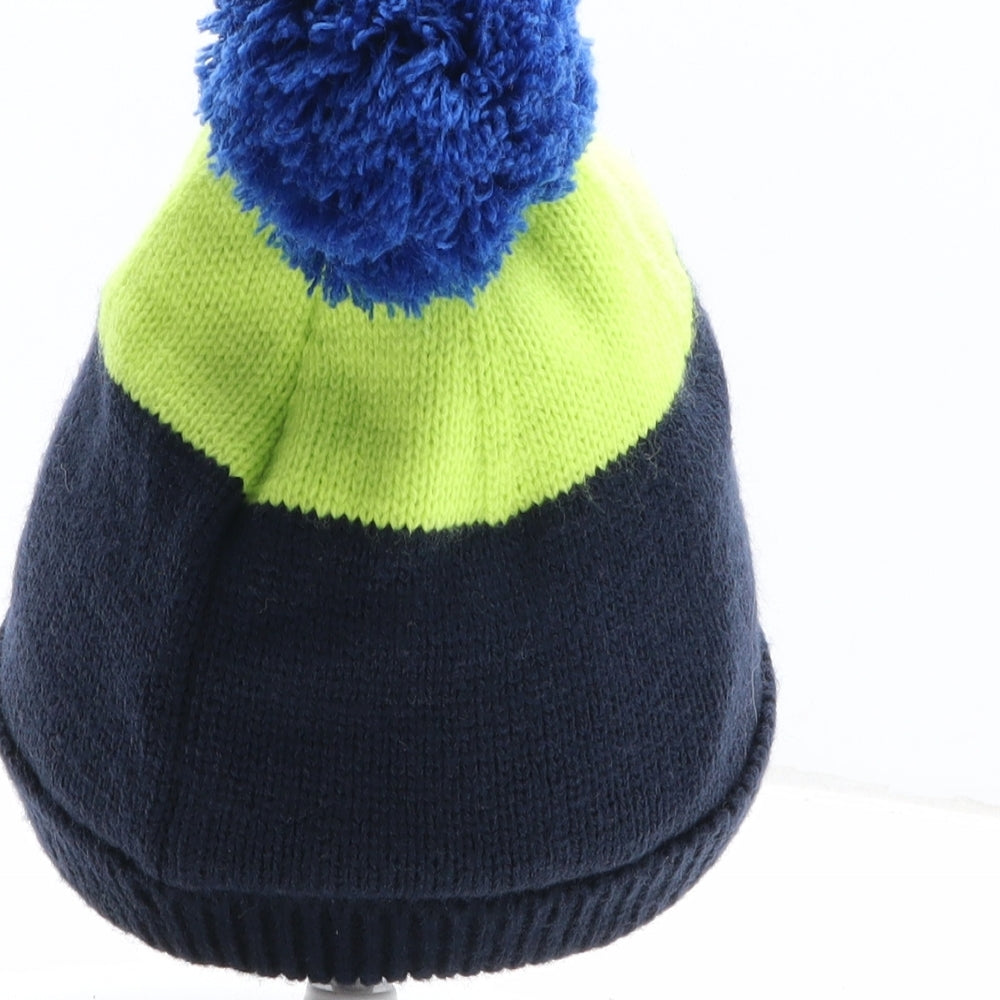 Crane Boys Blue Colourblock Acrylic Bobble Hat One Size - Size 7-8 Years