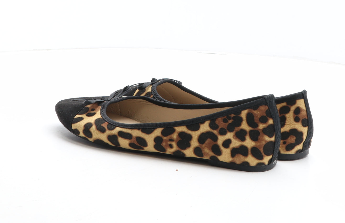 Select Womens Brown Animal Print Synthetic Ballet Flat UK - Leopard Pattern