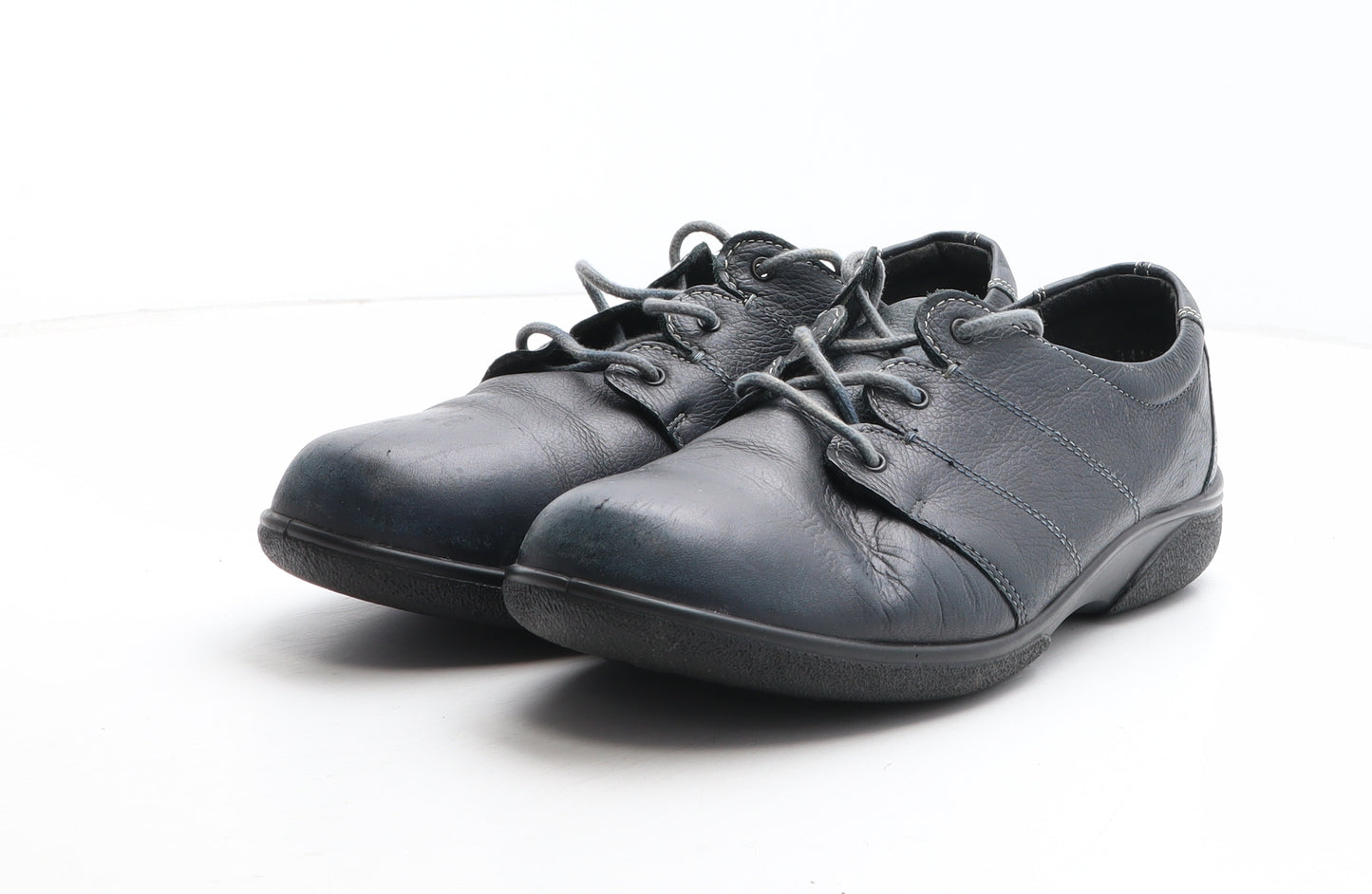 Easy B Womens Blue Leather Oxford Casual UK