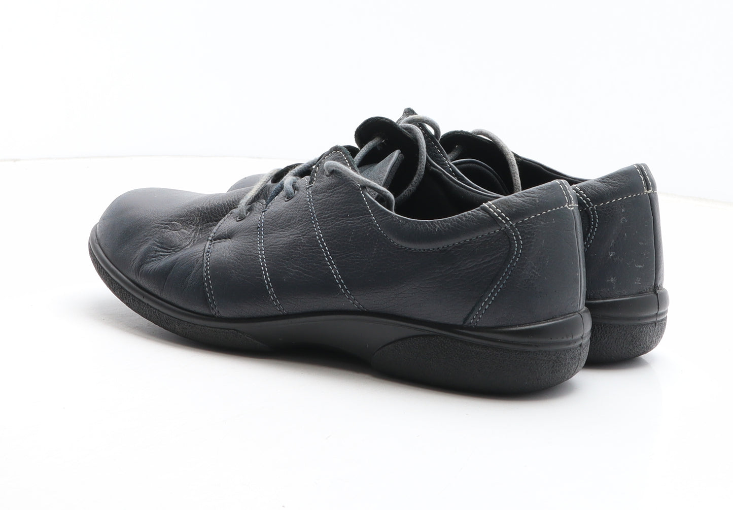 Easy B Womens Blue Leather Oxford Casual UK