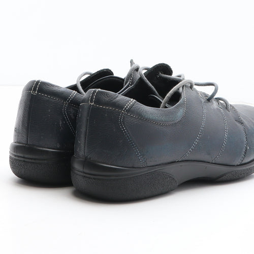 Easy B Womens Blue Leather Oxford Casual UK