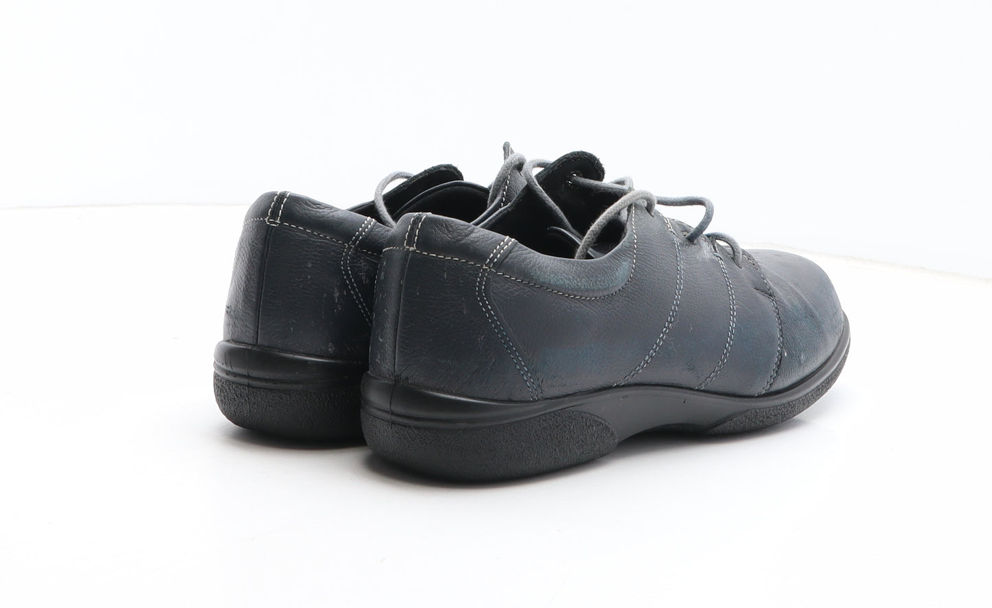Easy B Womens Blue Leather Oxford Casual UK