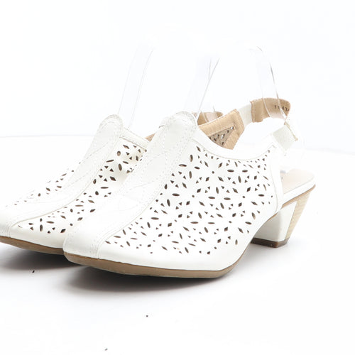 Lilley & Skinner Womens White Geometric Synthetic Slingback Heel UK