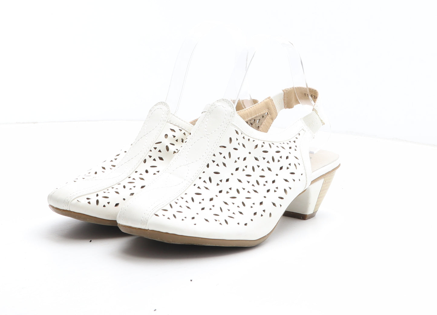 Lilley & Skinner Womens White Geometric Synthetic Slingback Heel UK