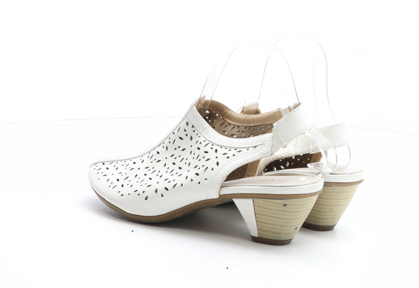 Lilley & Skinner Womens White Geometric Synthetic Slingback Heel UK