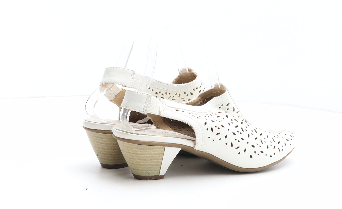 Lilley & Skinner Womens White Geometric Synthetic Slingback Heel UK