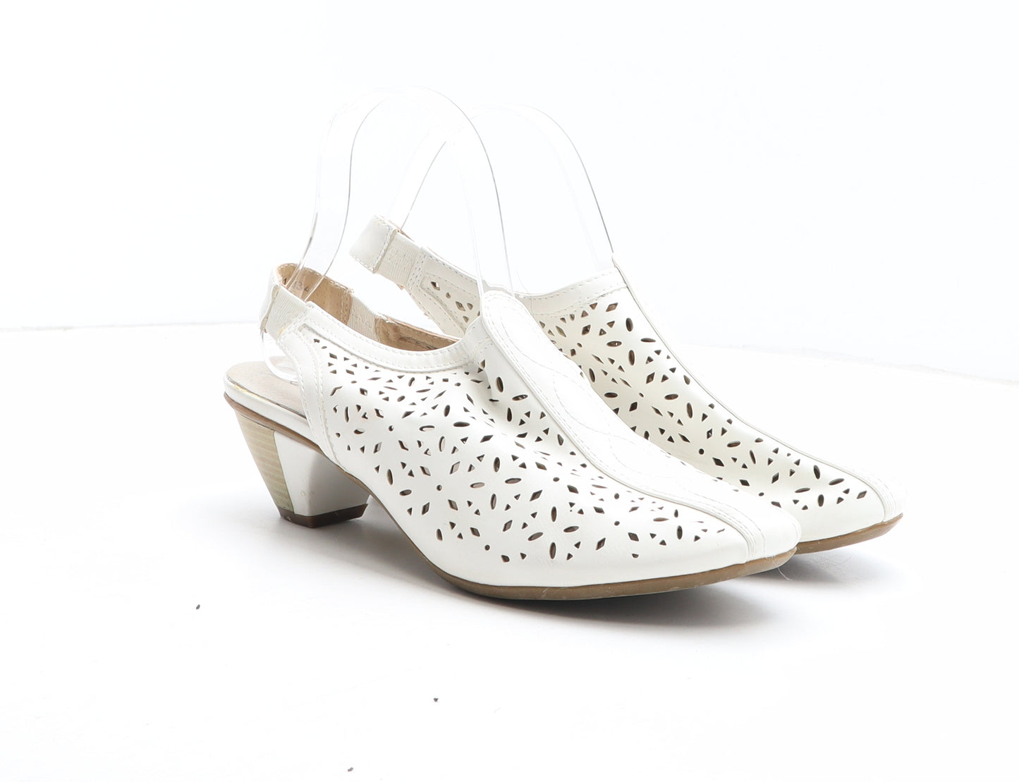 Lilley & Skinner Womens White Geometric Synthetic Slingback Heel UK