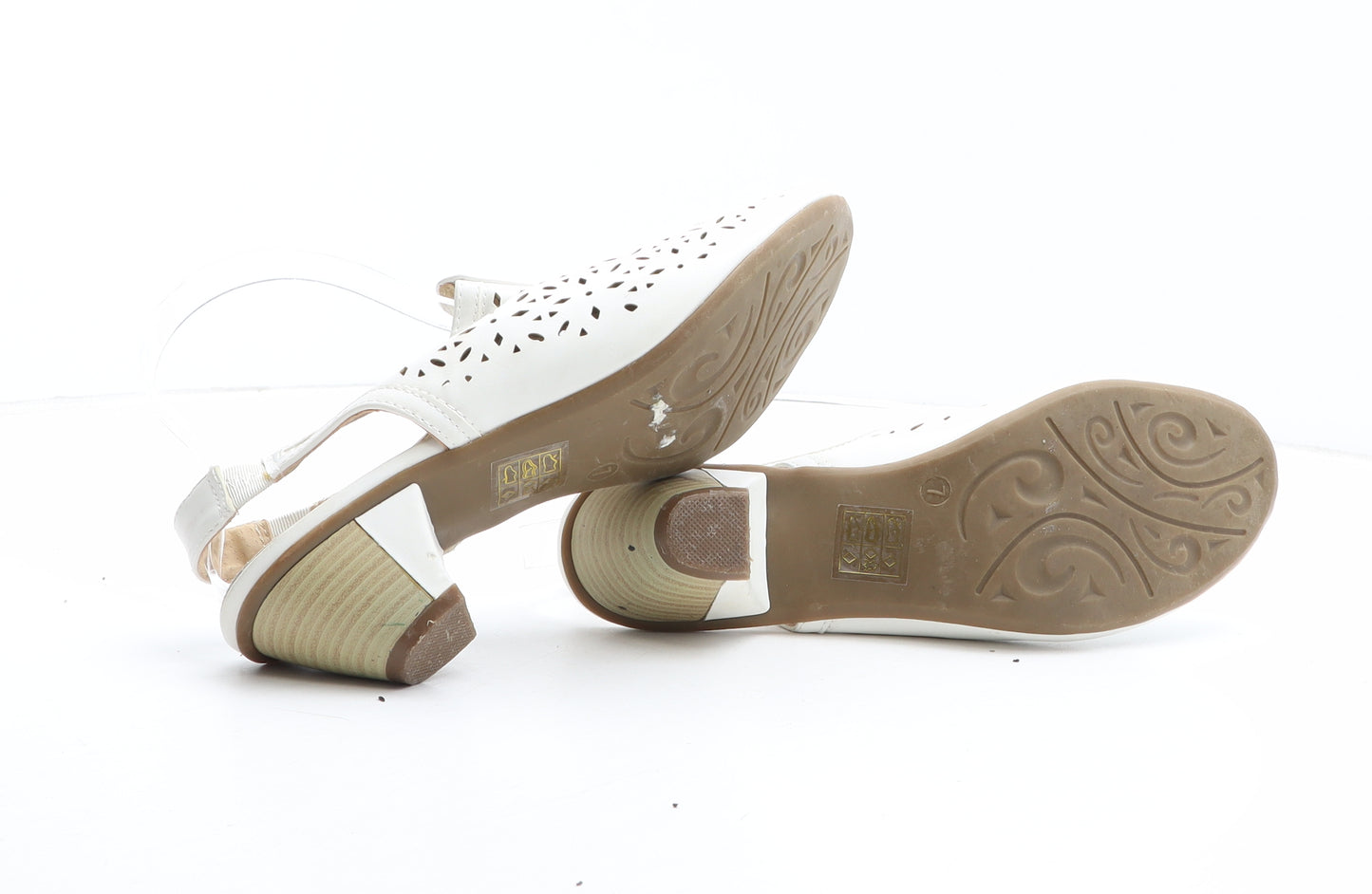Lilley & Skinner Womens White Geometric Synthetic Slingback Heel UK