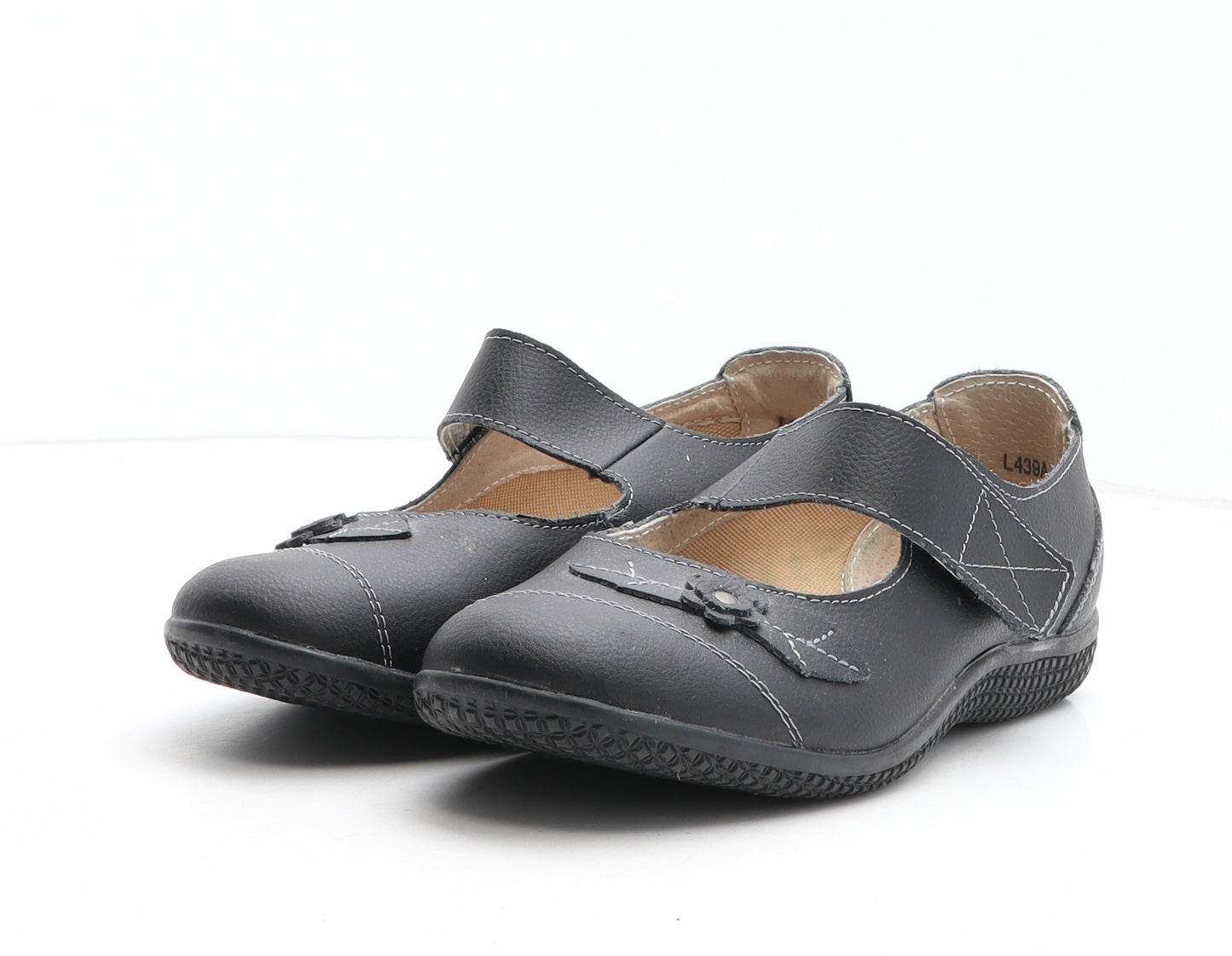 Boulevard Womens Black Synthetic Mary Jane Casual UK - Flower Detail