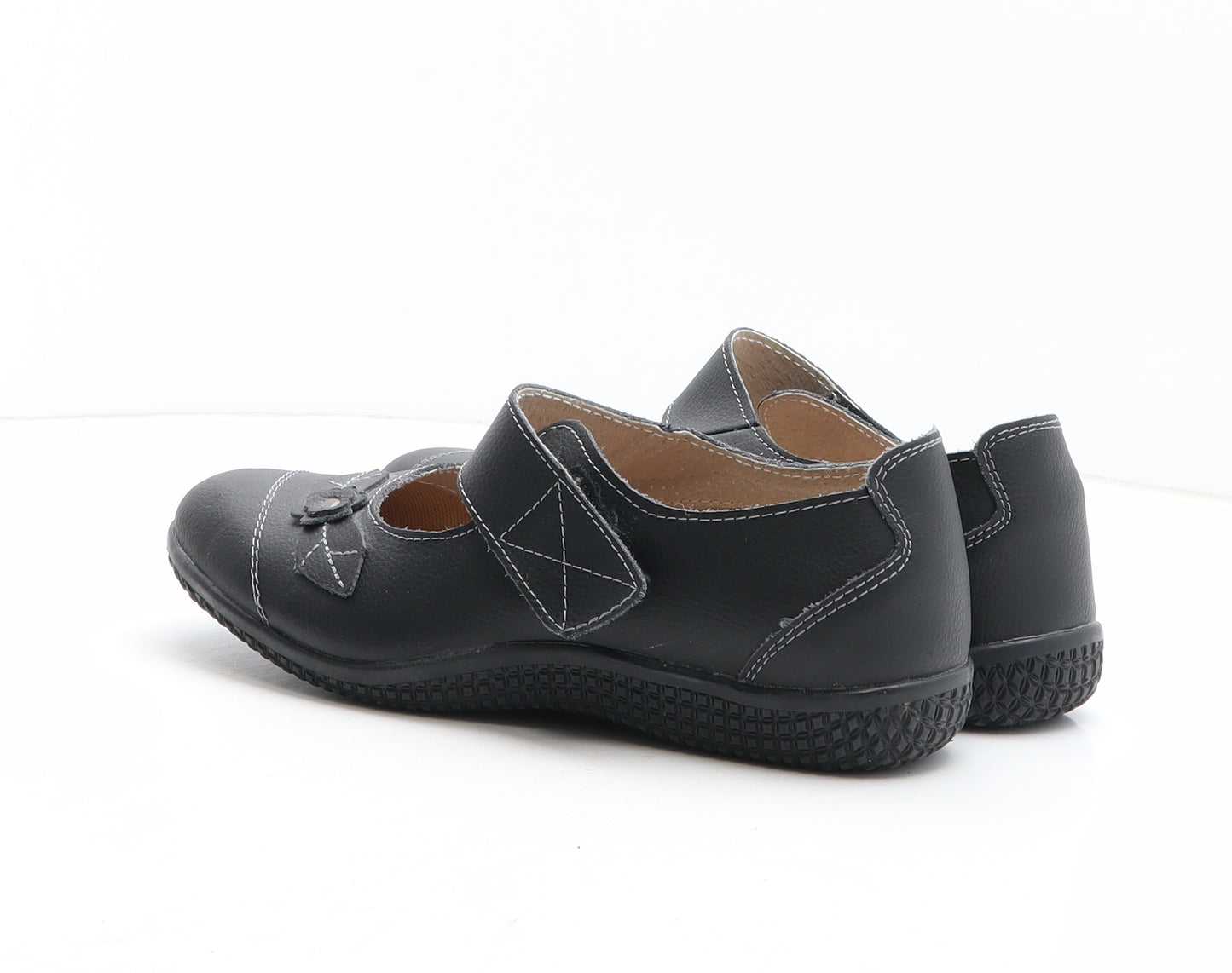 Boulevard Womens Black Synthetic Mary Jane Casual UK - Flower Detail