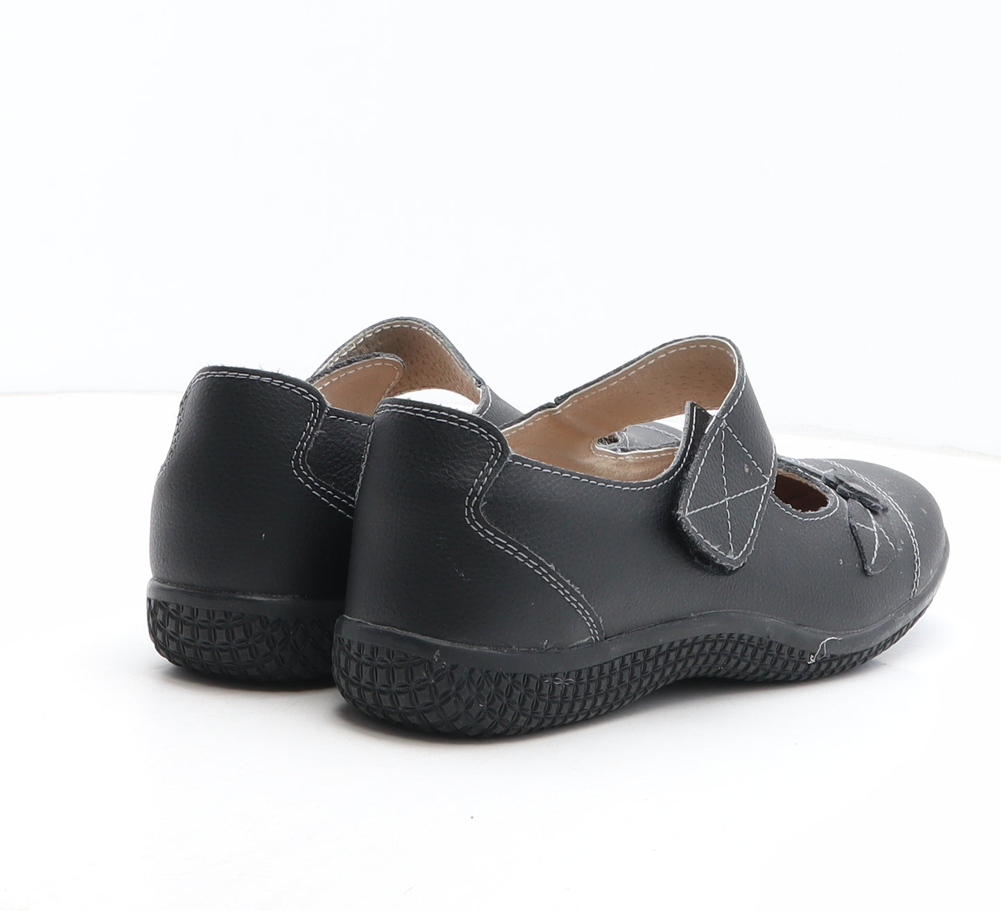 Boulevard Womens Black Synthetic Mary Jane Casual UK - Flower Detail