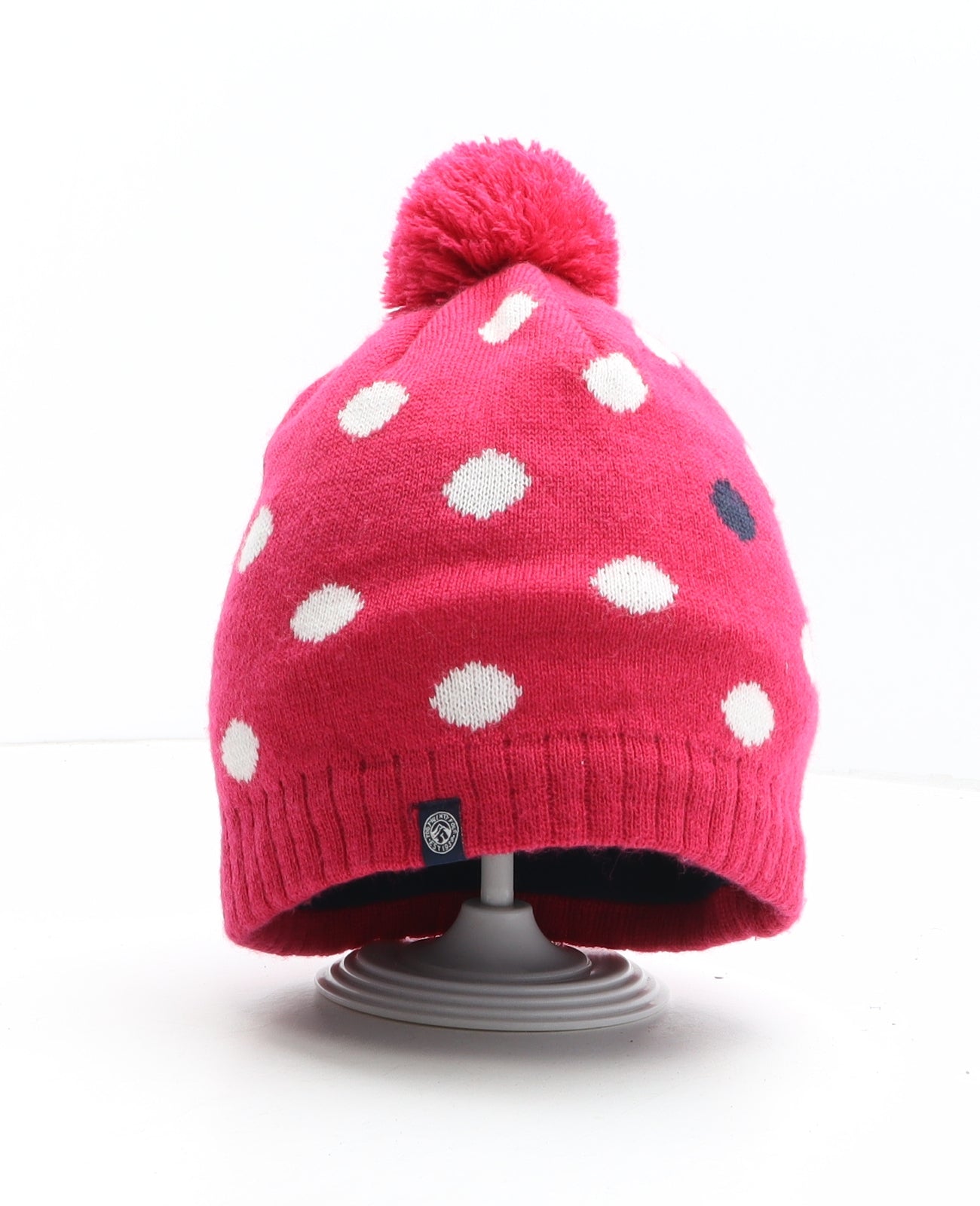 TOG24 Womens Pink Polka Dot Acrylic Bobble Hat One Size