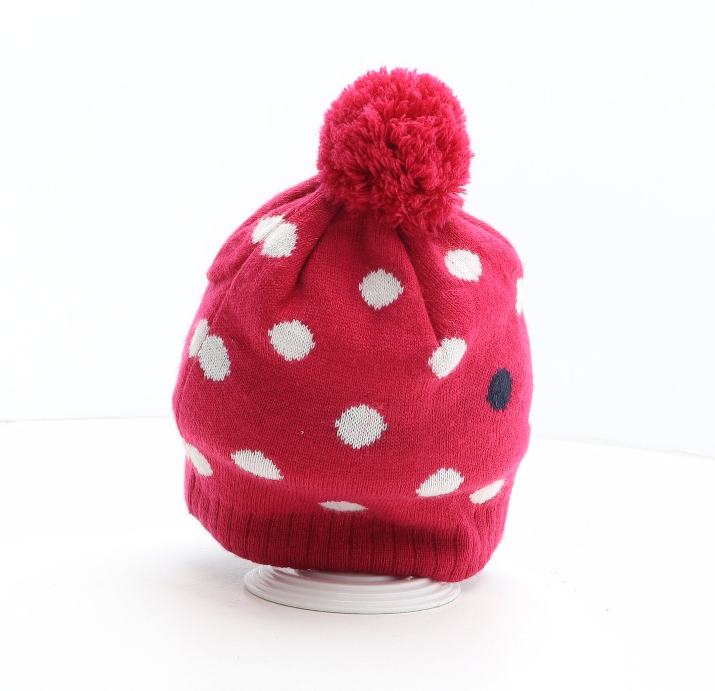 TOG24 Womens Pink Polka Dot Acrylic Bobble Hat One Size