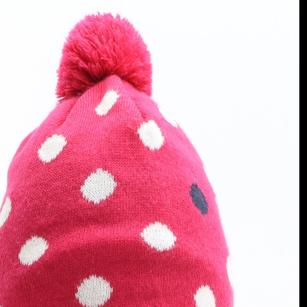 TOG24 Womens Pink Polka Dot Acrylic Bobble Hat One Size