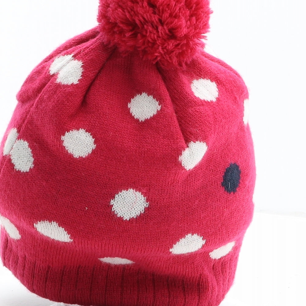 TOG24 Womens Pink Polka Dot Acrylic Bobble Hat One Size