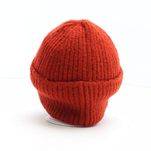 Preworn Womens Orange Acrylic Beanie One Size