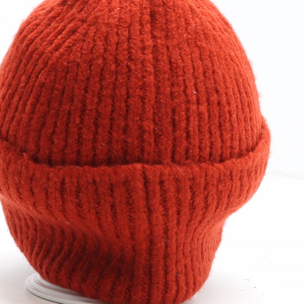 Preworn Womens Orange Acrylic Beanie One Size
