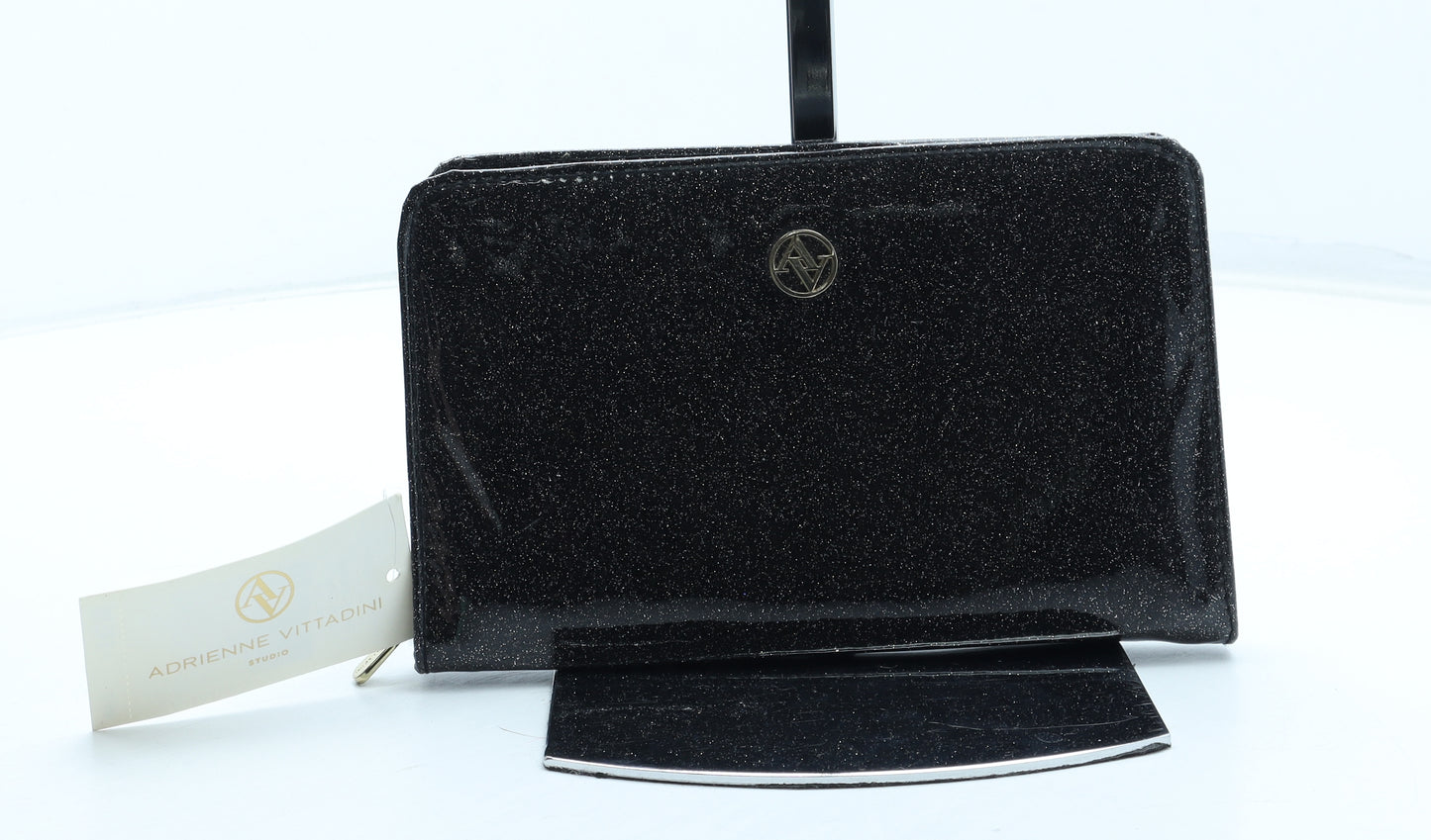 Adrienne Vittadini Womens Black PVC Clutch Size Small