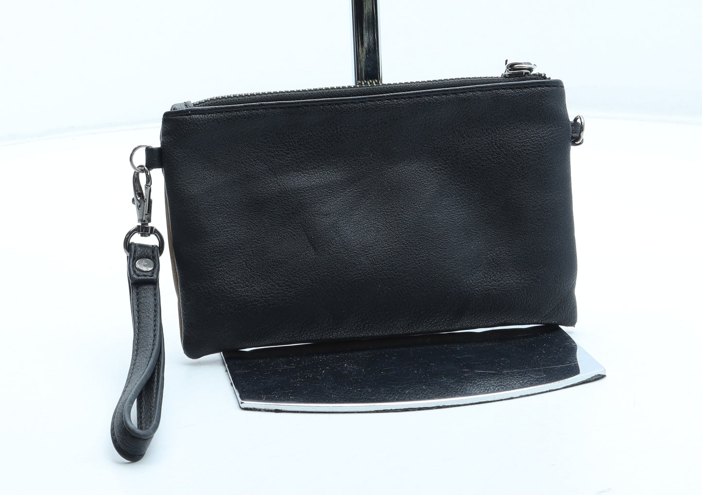 Glassons Womens Black Colorblock Leather Clutch Size Mini