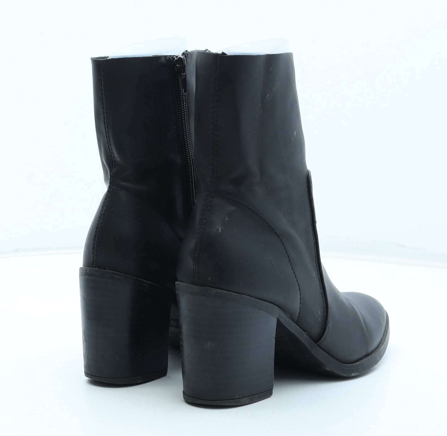 Preworn Womens Black Leather Bootie Boot UK