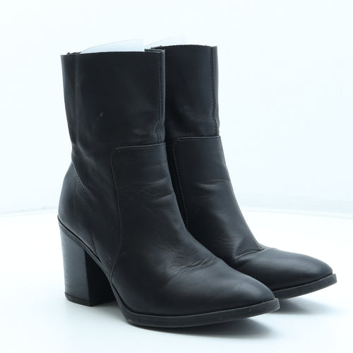 Preworn Womens Black Leather Bootie Boot UK