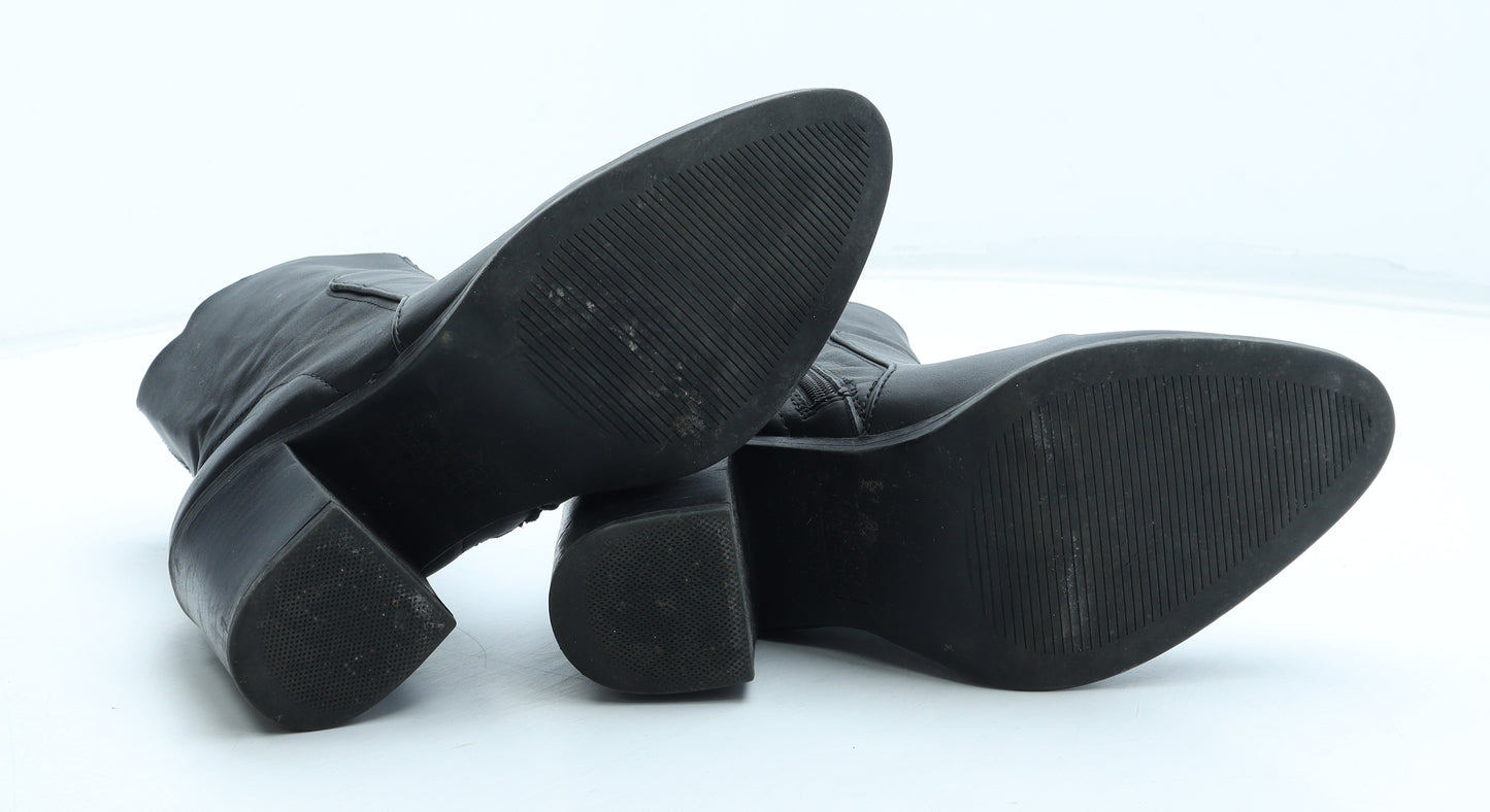 Preworn Womens Black Leather Bootie Boot UK