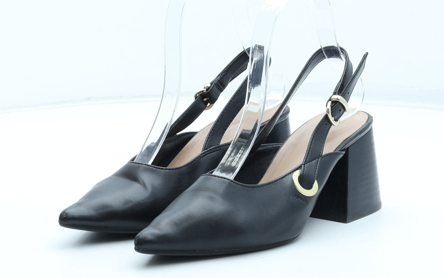 Marks and Spencer Womens Black Leather Slingback Heel UK