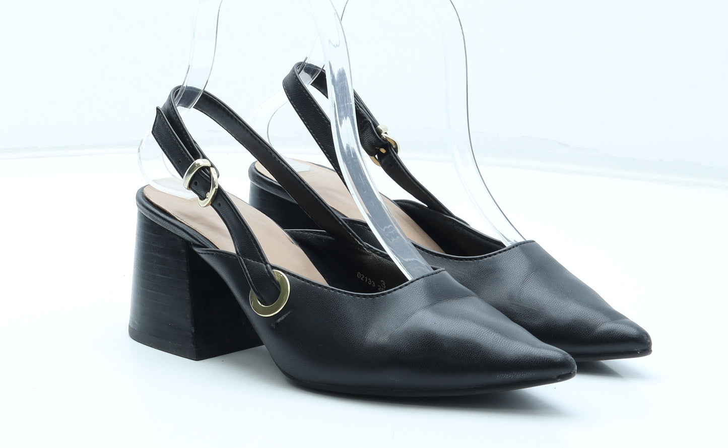 Marks and Spencer Womens Black Leather Slingback Heel UK