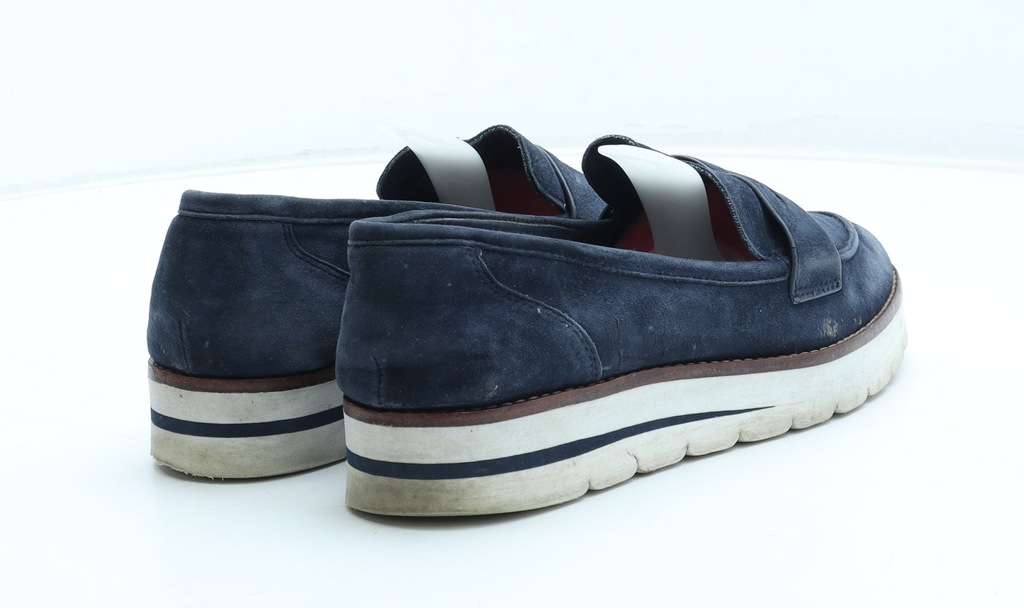 Dune Womens Blue Leather Slip On Flat UK
