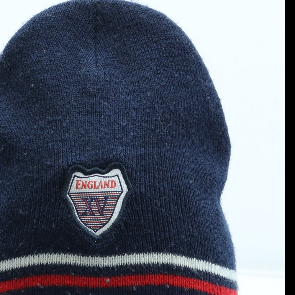 England Rugby Mens Blue Acrylic Beanie One Size