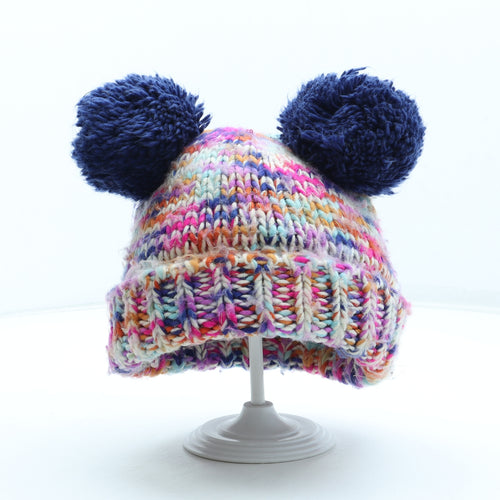 NEXT Girls Multicoloured Acrylic Bobble Hat Size S - Size 3-4 Years
