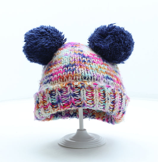NEXT Girls Multicoloured Acrylic Bobble Hat Size S - Size 3-4 Years