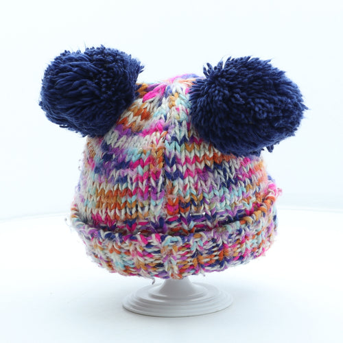 NEXT Girls Multicoloured Acrylic Bobble Hat Size S - Size 3-4 Years