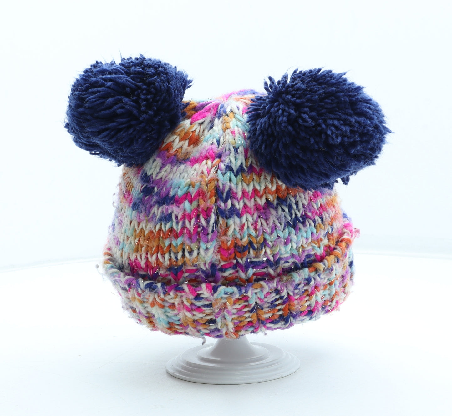 NEXT Girls Multicoloured Acrylic Bobble Hat Size S - Size 3-4 Years