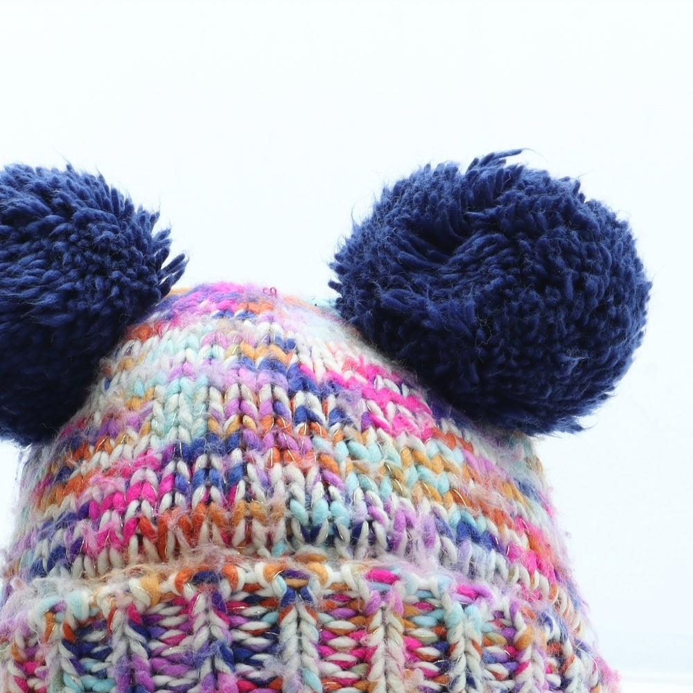 NEXT Girls Multicoloured Acrylic Bobble Hat Size S - Size 3-4 Years