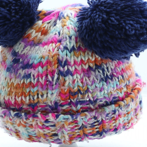NEXT Girls Multicoloured Acrylic Bobble Hat Size S - Size 3-4 Years
