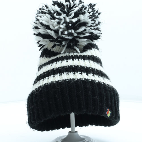 Big Bobble Hats Womens Black Colourblock Acrylic Bobble Hat One Size