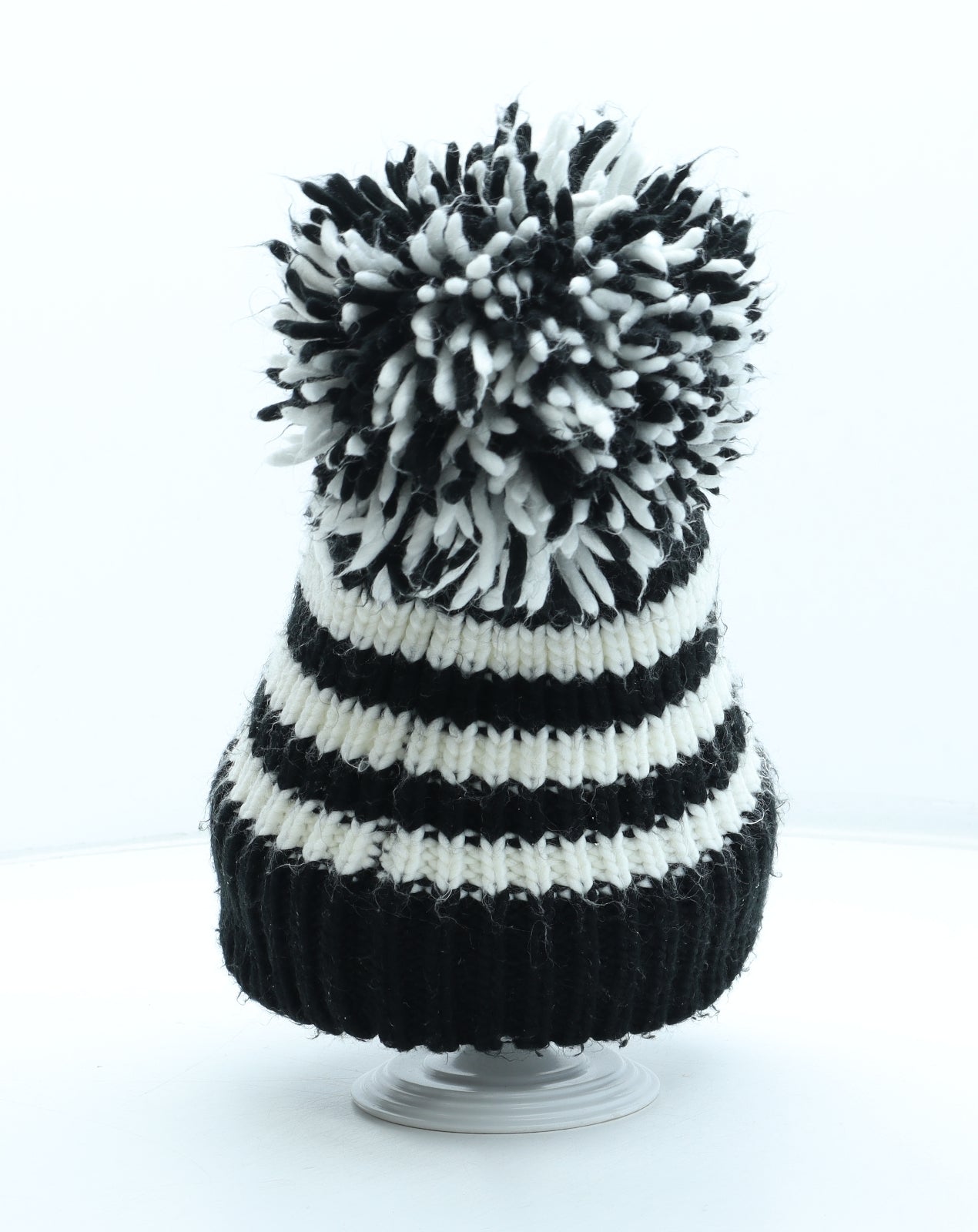 Big Bobble Hats Womens Black Colourblock Acrylic Bobble Hat One Size