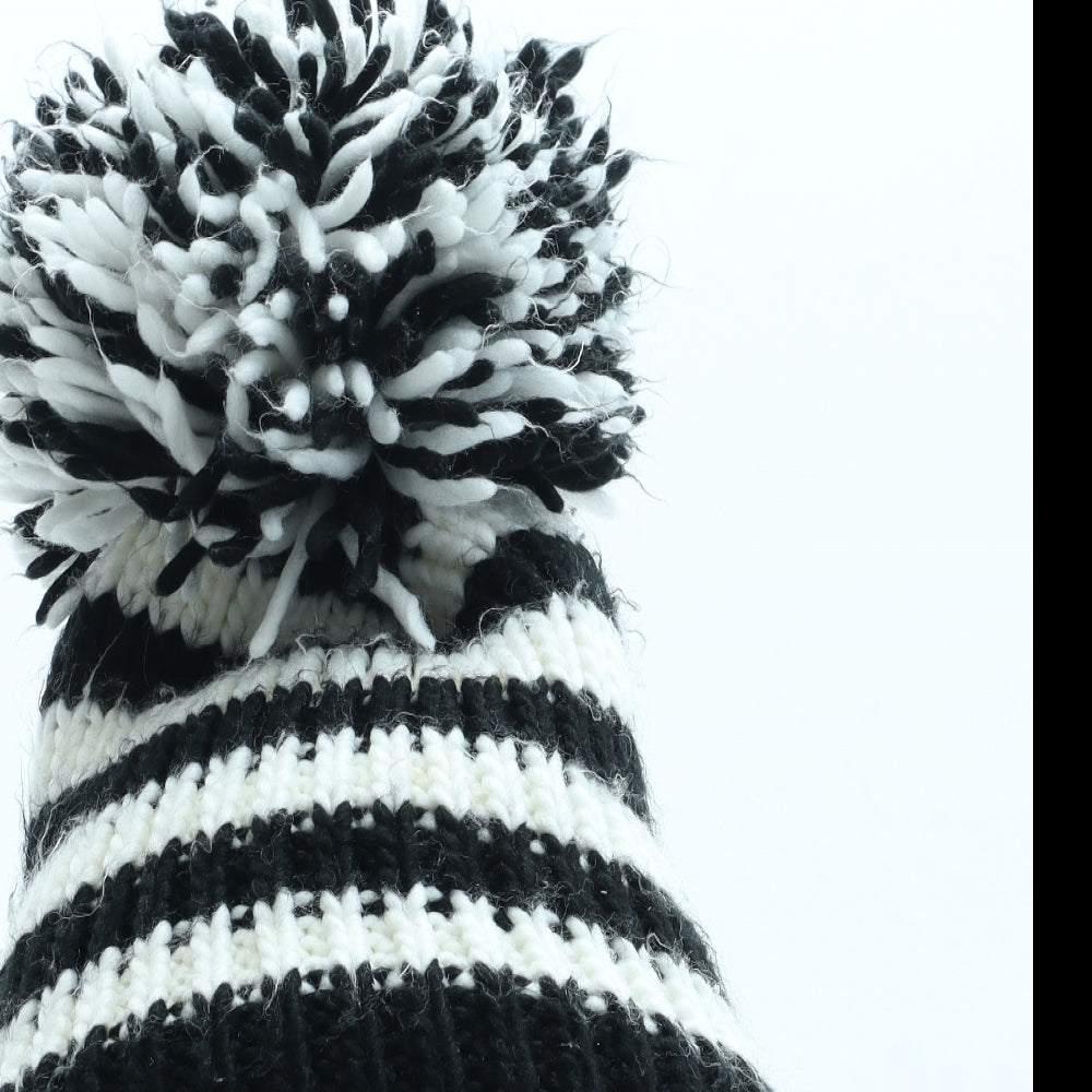 Big Bobble Hats Womens Black Colourblock Acrylic Bobble Hat One Size