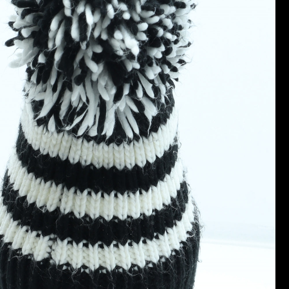 Big Bobble Hats Womens Black Colourblock Acrylic Bobble Hat One Size