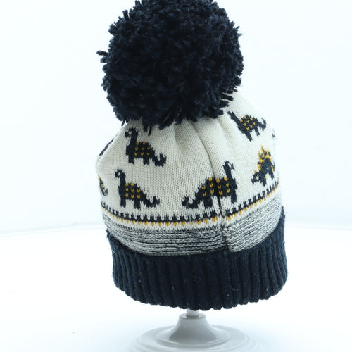 George Boys Multicoloured Geometric Acrylic Bobble Hat Size S - Dinosaur Pattern Size 6-12 Months