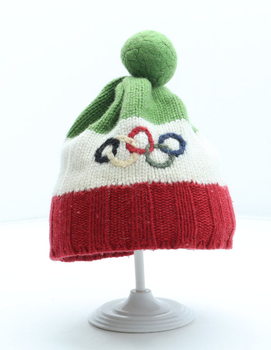 Preworn Mens Multicoloured Acrylic Winter Hat Size M - Olympic Rings Colourblock