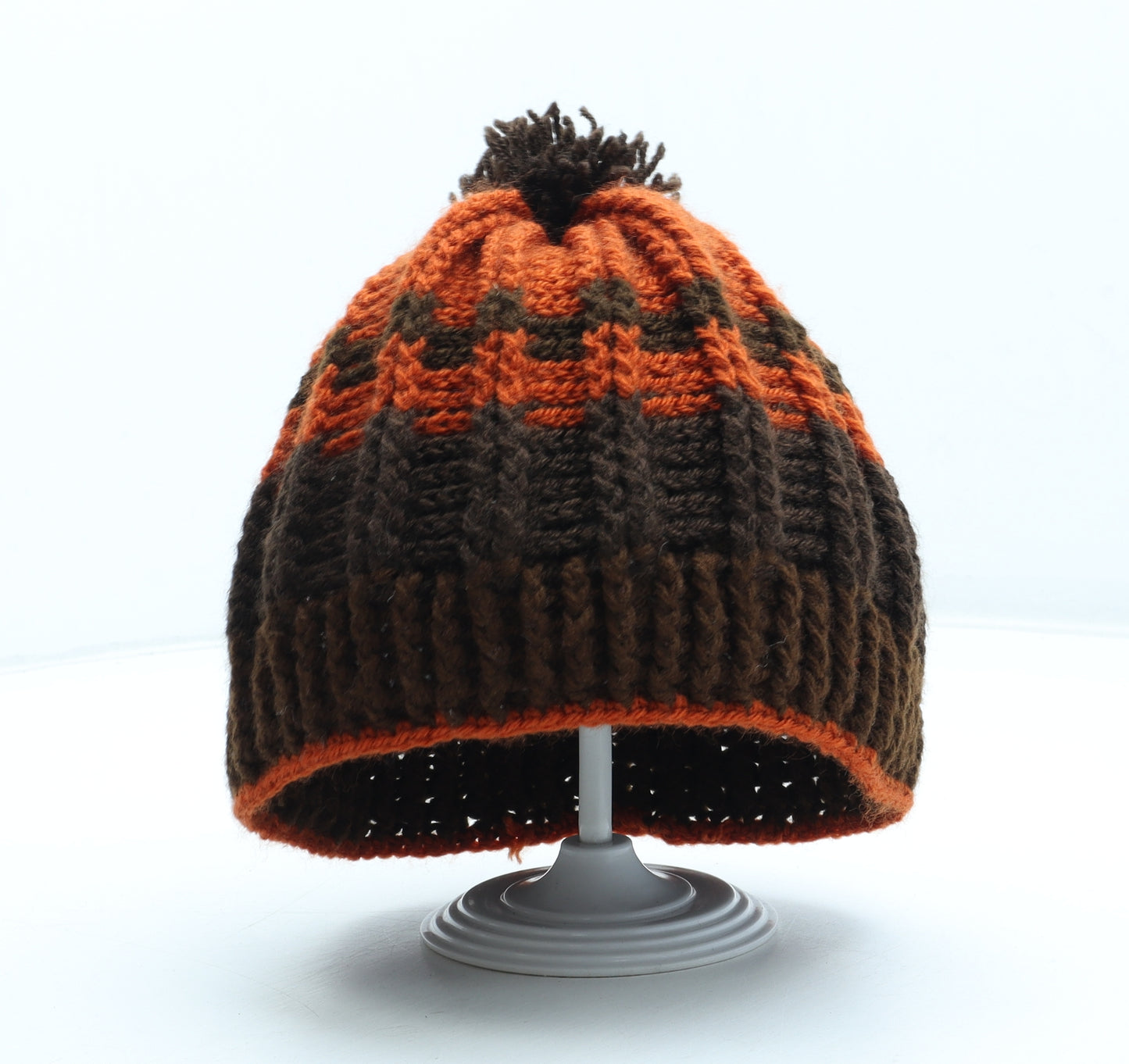 Preworn Mens Brown Acrylic Winter Hat One Size - Colourblock