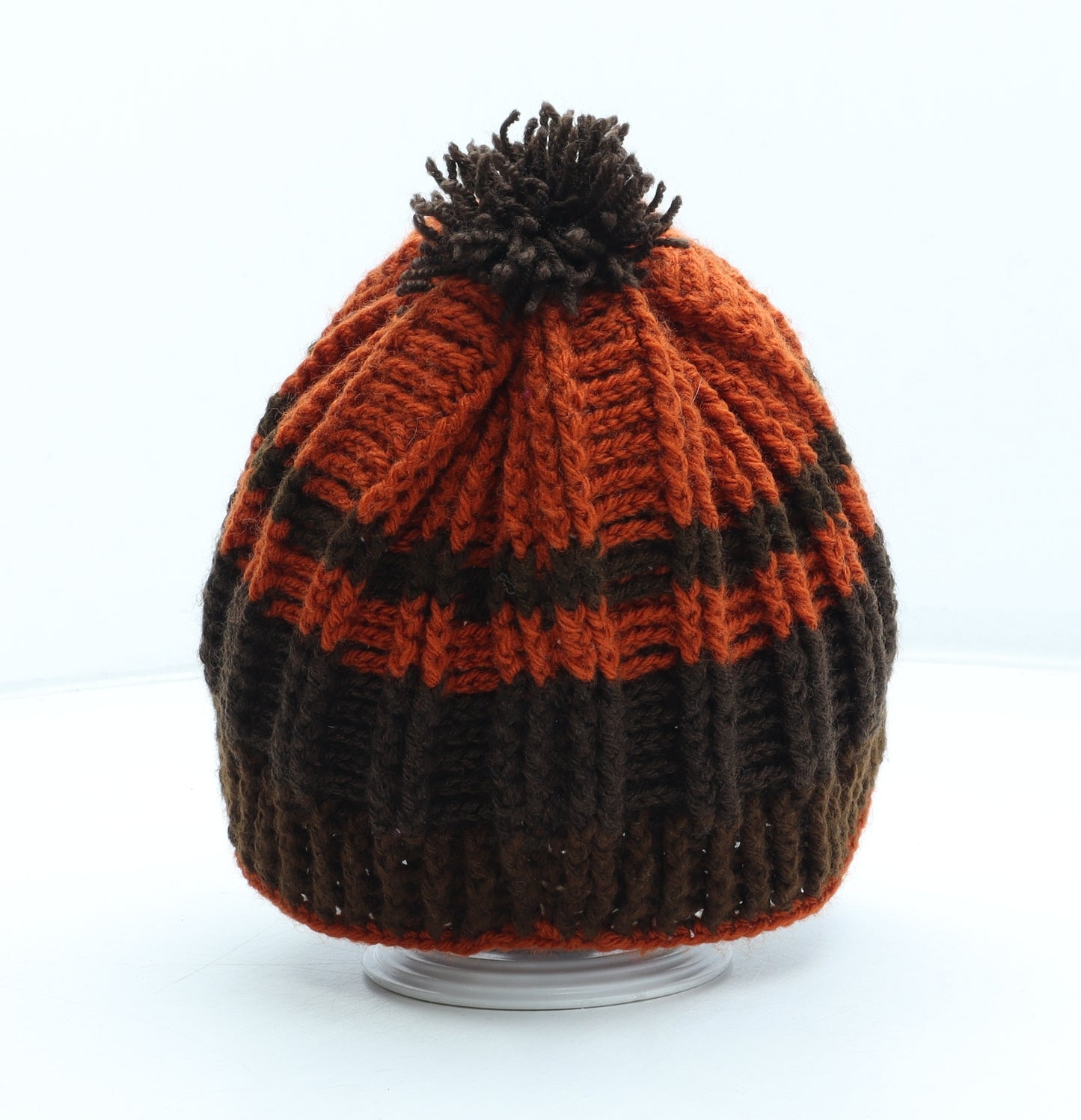 Preworn Mens Brown Acrylic Winter Hat One Size - Colourblock