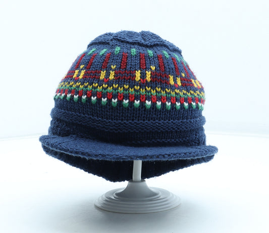 George Boys Blue Geometric Acrylic Peaked Cap One Size